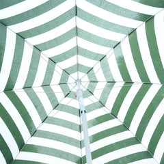 1.8m Beach Parasol Umbrella with Tilt Canopy, Lightweight Patio Garden Sunshade with 8 Ribs, Green & White Stripe