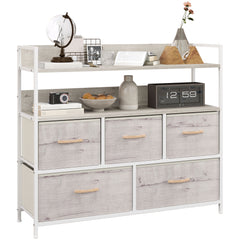 Rustic Chest of Five Fabric Drawers - Natural