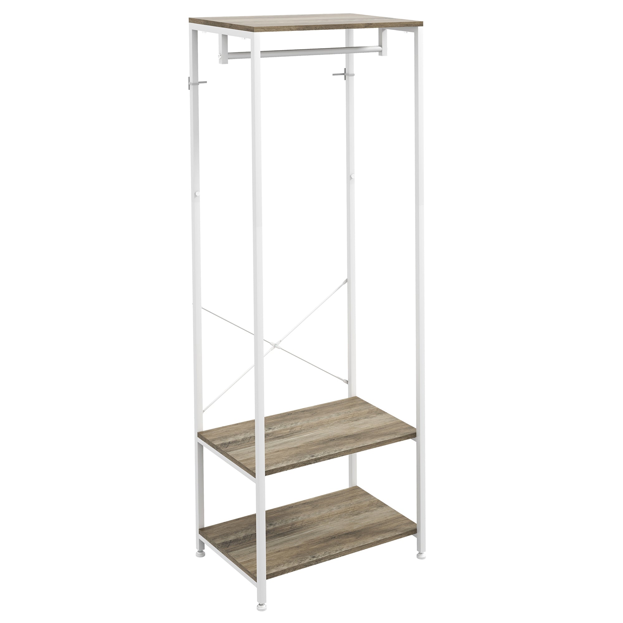 Hallway Coat Rack and Shoe Bench Tree - Grey