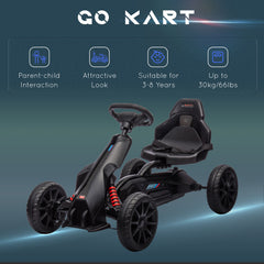 Kids Pedal Go Kart, with Adjustable Seat, EVA Wheels, Seat, Handbrake - Black