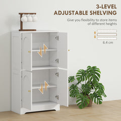 4-Door Kitchen Storage Cabinet with Adjustable Shelves - White