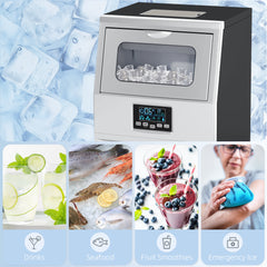 Commercial Ice Maker Machine, Freestanding Industrial Ice Cube Maker with Digital Control, Ice Scoop, Self-cleaning, 4kg Ice Storage, 30kg/24 Hours for Home, Office, Bar, Restaurant