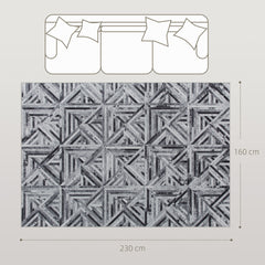 Fynco - Modern Area Rug, Triangle Pattern Non-Slip Washable Rug, Chenille Floor Carpet for Living Room, Bedroom, Dining Room, Home Office, 230 x 160 cm, Black