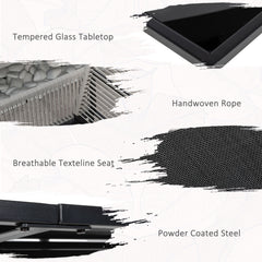 Five-Piece Metal Dining Set, with Folding Back Chairs, Light Grey