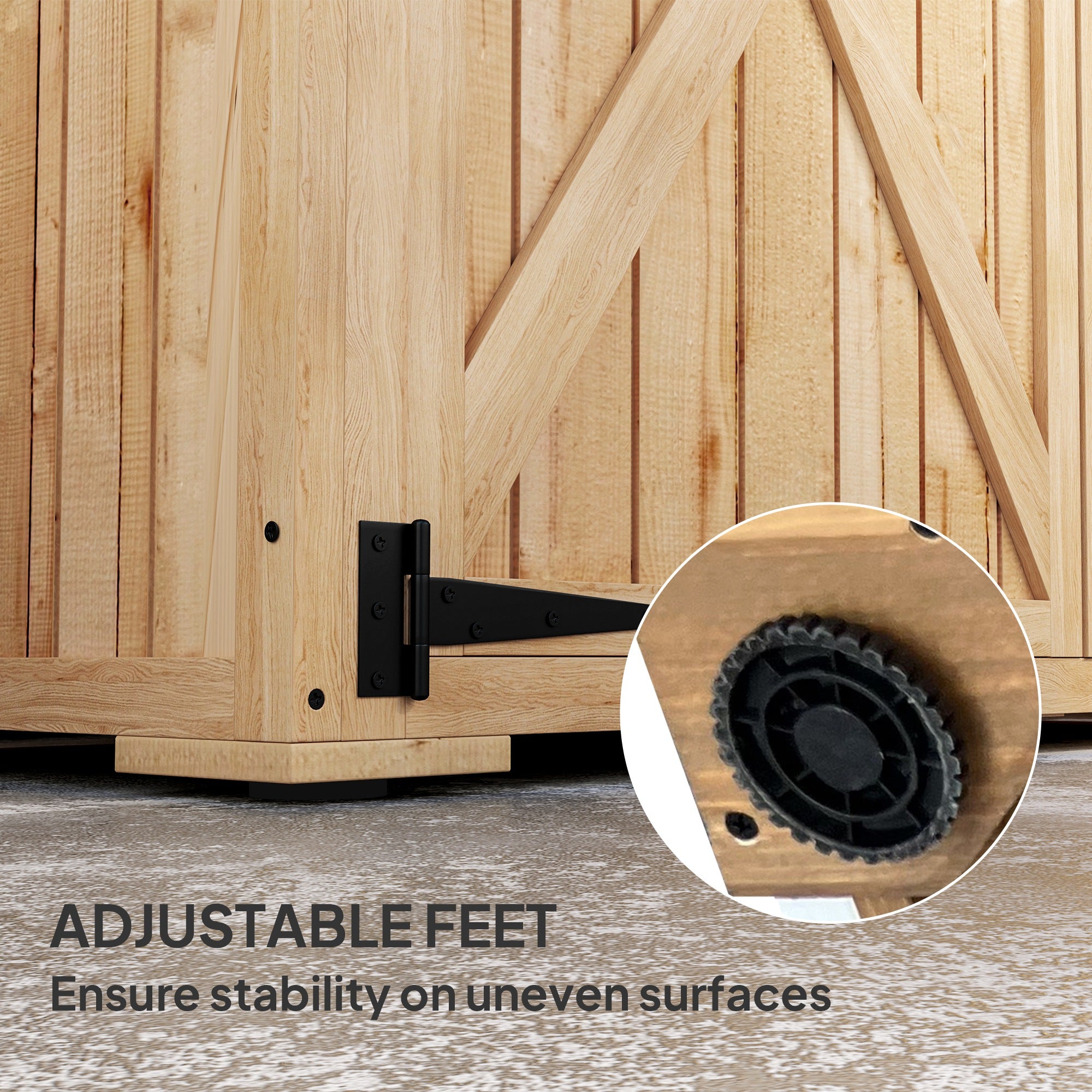 Fynco - Wooden Garden Storage Shed, Tool Storage Cabinet with Asphalt Roof and 2 Shelves for Garden Tools, Equipment, Outdoor Tool Shed with Double Doors, Natural