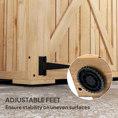 Fynco - Wooden Garden Storage Shed, Tool Storage Cabinet with Asphalt Roof and 2 Shelves for Garden Tools, Equipment, Outdoor Tool Shed with Double Doors, Natural