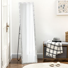 Full Length Mirror Free Standing Mirror Dressing Mirror with PS Frame Modern Wall Mirror for Living Room and Bedroom 34 x 144cm, Silver