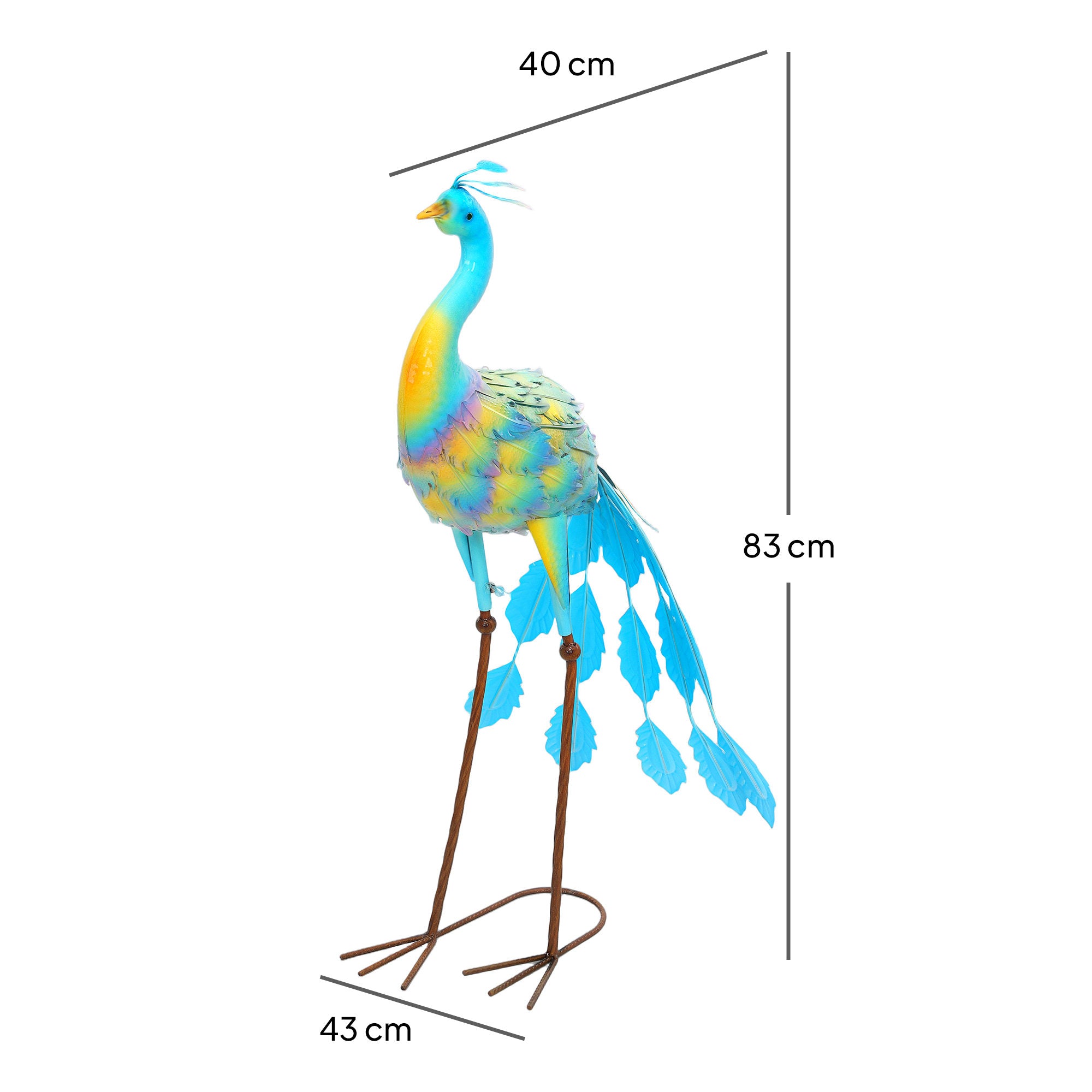 Peacock Garden Statue, Standing Garden Ornament, Metal Garden Gift with Stakes for Patio Pond Landscape Decoration, Multi-Colour