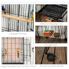 1.53(m) Bird Cage, Pet Viary, Feeding Stand, with Wheels, Perch