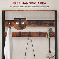 Fynco - 6-in-1 Industrial-Style Hallway Organiser - Brown/Black