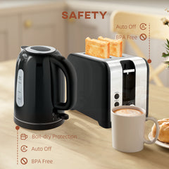 Fynco - Simple Polished Toaster and Kettle Set - Black