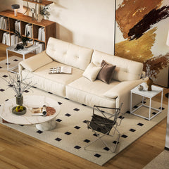 Nest of Tables, Set of 2 Coffee Table, Side Tables with Tempered Glass Desktop and Metal Frame for Living Room, Bedroom, Office, White