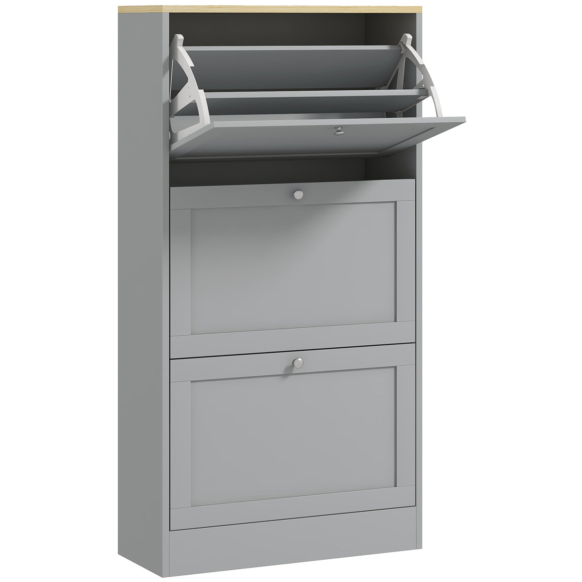Fynco - Modern Compact Three-Drawer Shoe Storage Cabinet - Grey