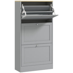 Fynco - Modern Compact Three-Drawer Shoe Storage Cabinet - Grey