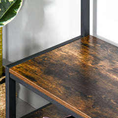 Coat Rack Stand, Free Standing Hall Tree, Coat Stand with Hooks, Bench and Shoe Rack, 100cm x 38.5cm x 185.5cm, Industrial Style, Rustic Brown and Black