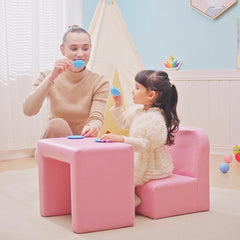 2 In 1 Toddler Sofa Chair, 48 x 44 x 41 cm, for Game Relax Playroom, Pink