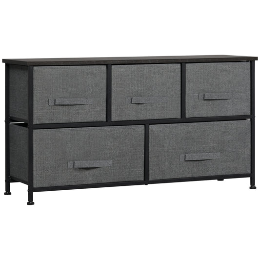 Chest of Five Fabric Drawers - Grey