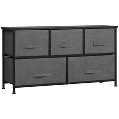 Chest of Five Fabric Drawers - Grey
