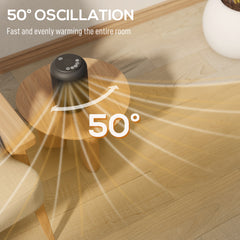 Fynco - 1500W Ceramic Electric Heater with Fan, Timer, Oscillation - Black