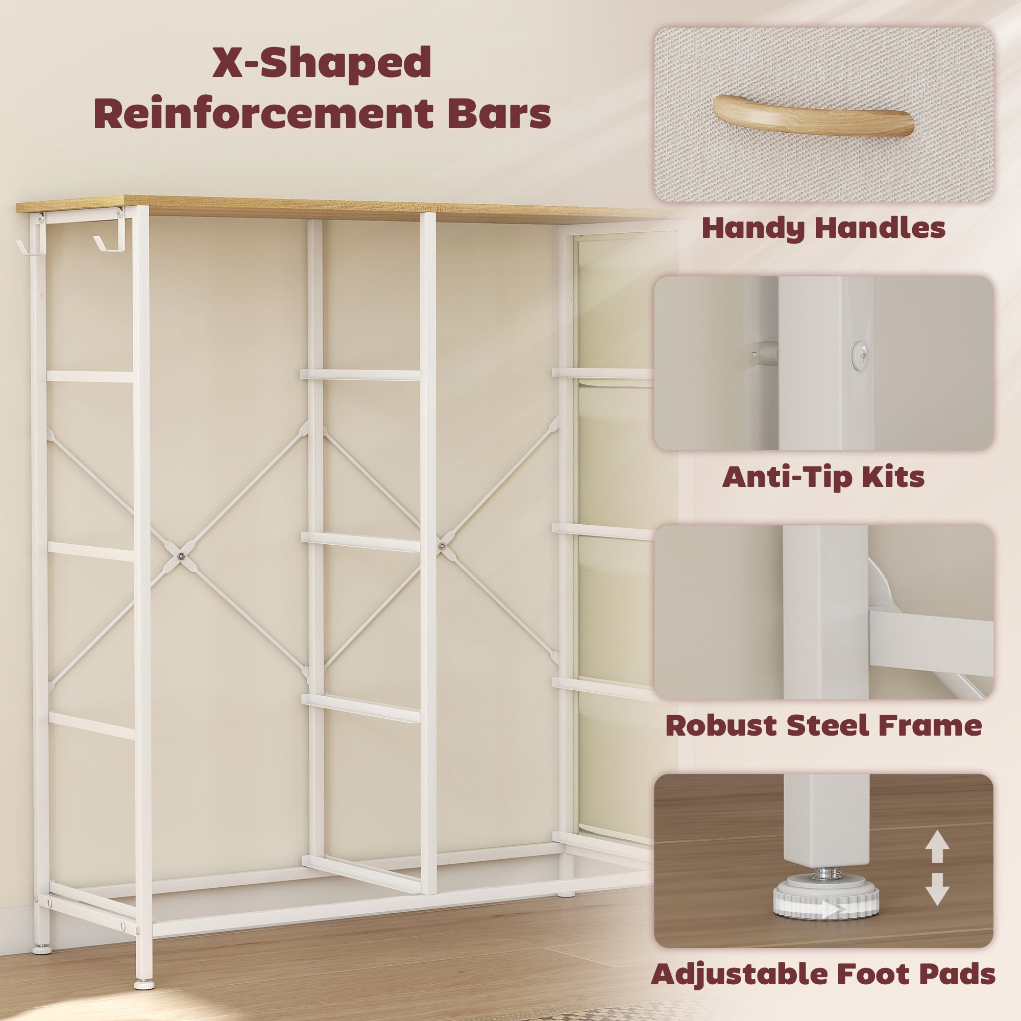 Chest of Eight Fabric Drawers - Beige