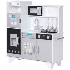 AIYAPLAY Kids Play Kitchen with Sound, Ice/Coffee Maker, Utensils, Microwave, Stainless Steel Utensils, for 3-6 Years