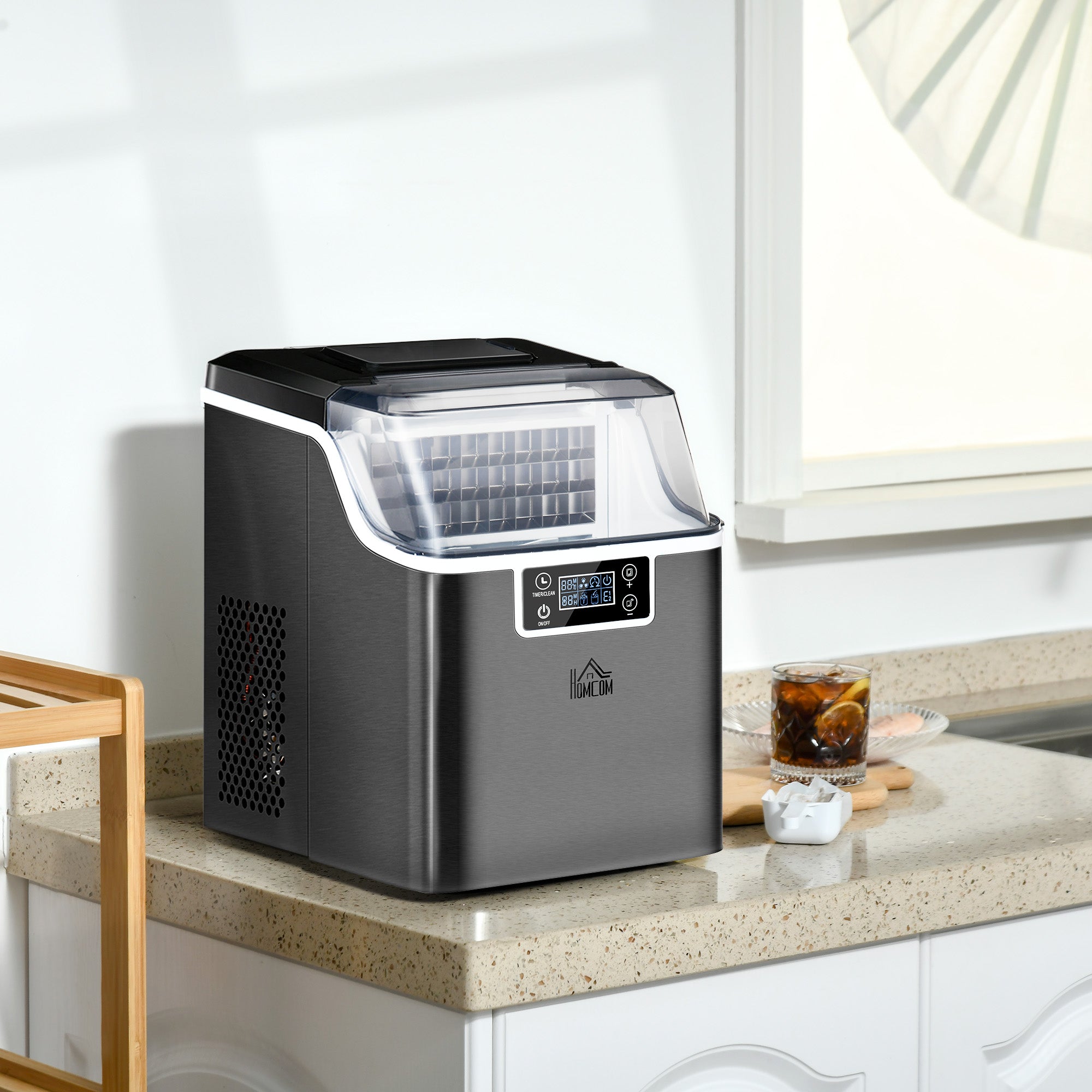 3.2L Compact Ice Machine, with LCD Screen and Accessories - Black