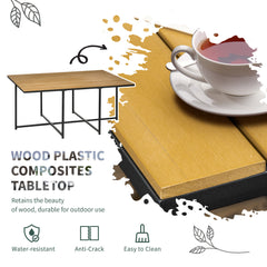 10 Seater Rattan Cube Garden Furniture Set, Rattan Dining Set with Cushions, Outdoor Dining Table and Chairs with 6 Armchairs, 4 Stools, Rectangular Wood Grain Plastic Top Table, Black