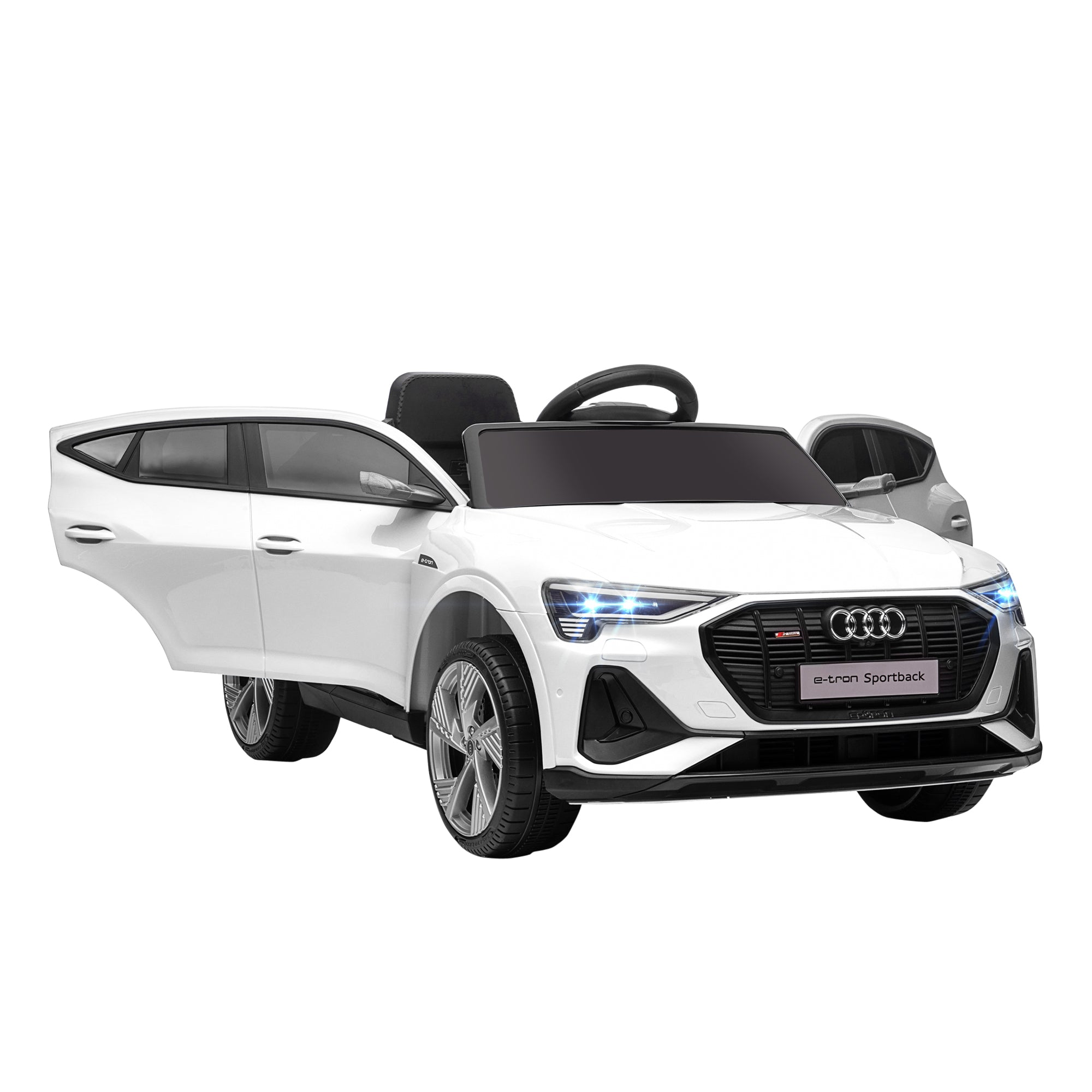 12V Kids Electric Ride-On Car, with Remote Control, Lights, Music, Horn - White