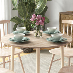 Folding Dining Table for 4, Round Drop Leaf Table, Modern Space Saving Small Kitchen Table with Wood Legs for Dining Room, Natural
