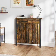 Fynco - 93 x 88.5cm Rustic-Look Radiator Cover - Brown/Black