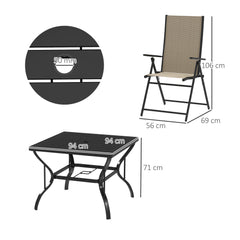 Five-Piece Steel Frame Patio Set - Khaki/Black