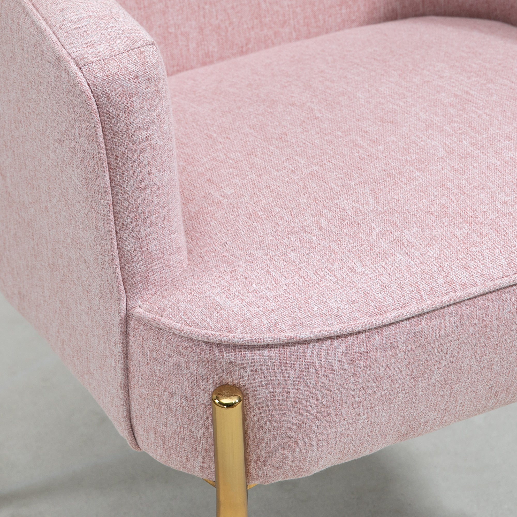Accent Chair, Living Room Armchair, Vanity Chair with Gold Plating Metal Legs and Soft Padded Seat for Bedroom and Café, Set of 2, Pink