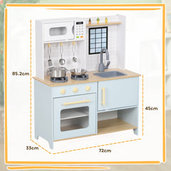 AIYAPLAY Pretend Play Kitchen, Kids Kitchen Playset with Light & Sound Stove, Turning Knobs, Cooking Accessories