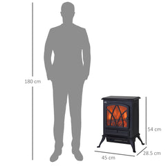 Fynco - Electric Stove Heater with Realistic Flame Effect, 2000W Portable Indoor Freestanding Electric Fireplace with Adjustable Thermostat, Black