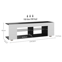 Multi-Shelf TV Cabinet, with Adjustable LED Lights - White