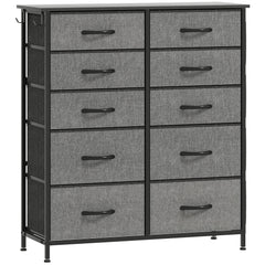 Chest of Ten Fabric Drawers - Charcoal Grey
