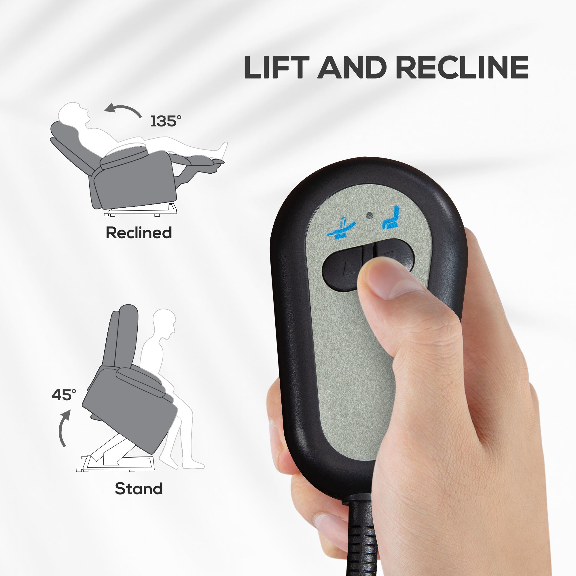 Fynco - Power Lift Recliner Armchair, Electric Lift Chair for Elderly, Fabric Riser and Reclining Chair with Remote Control, Side Pockets, Extended Footrest, for Living Room, Charcoal Grey