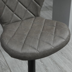 Bar Stools, Set of 2 Breakfast Bar Chairs, Swivel Barstools with Backrest and Footrest, Steel Frame Diamond Pattern PU, for Kitchen Counter, Dining Room, Dark Grey