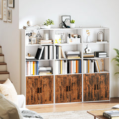 Fynco - 5-Tier Bookcase with Adjustable Shelf - Rustic Brown