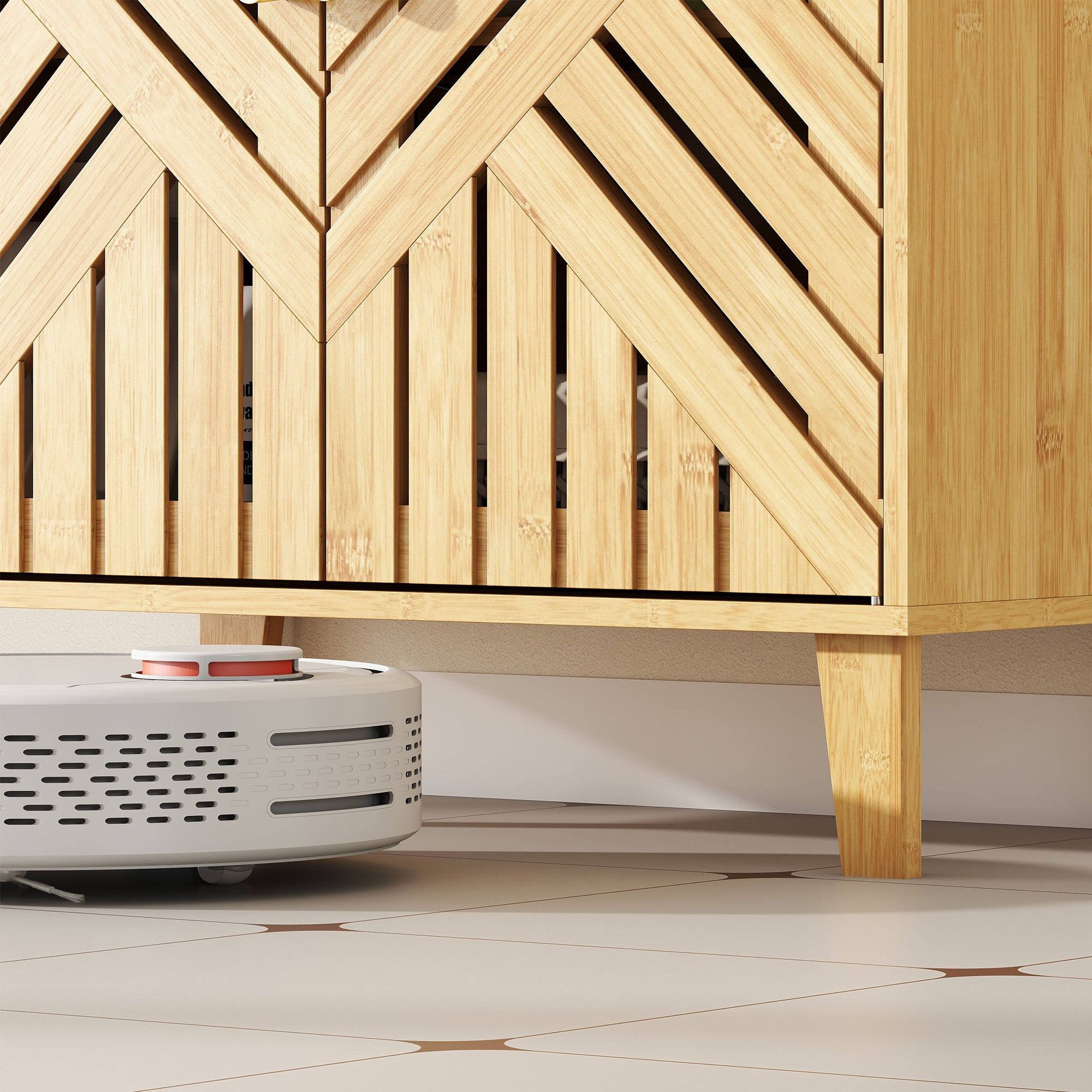 Fynco - Bamboo Bathroom Under Sink Cabinet with Adjustable Shelf for Basin without Pedestal - Natural