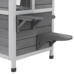 2-story Cat House Outdoor, Weatherproof Wooden Cat Enclosure for Feral Cats with Escape Door, Openable Roof, Jumping Platforms, Grey