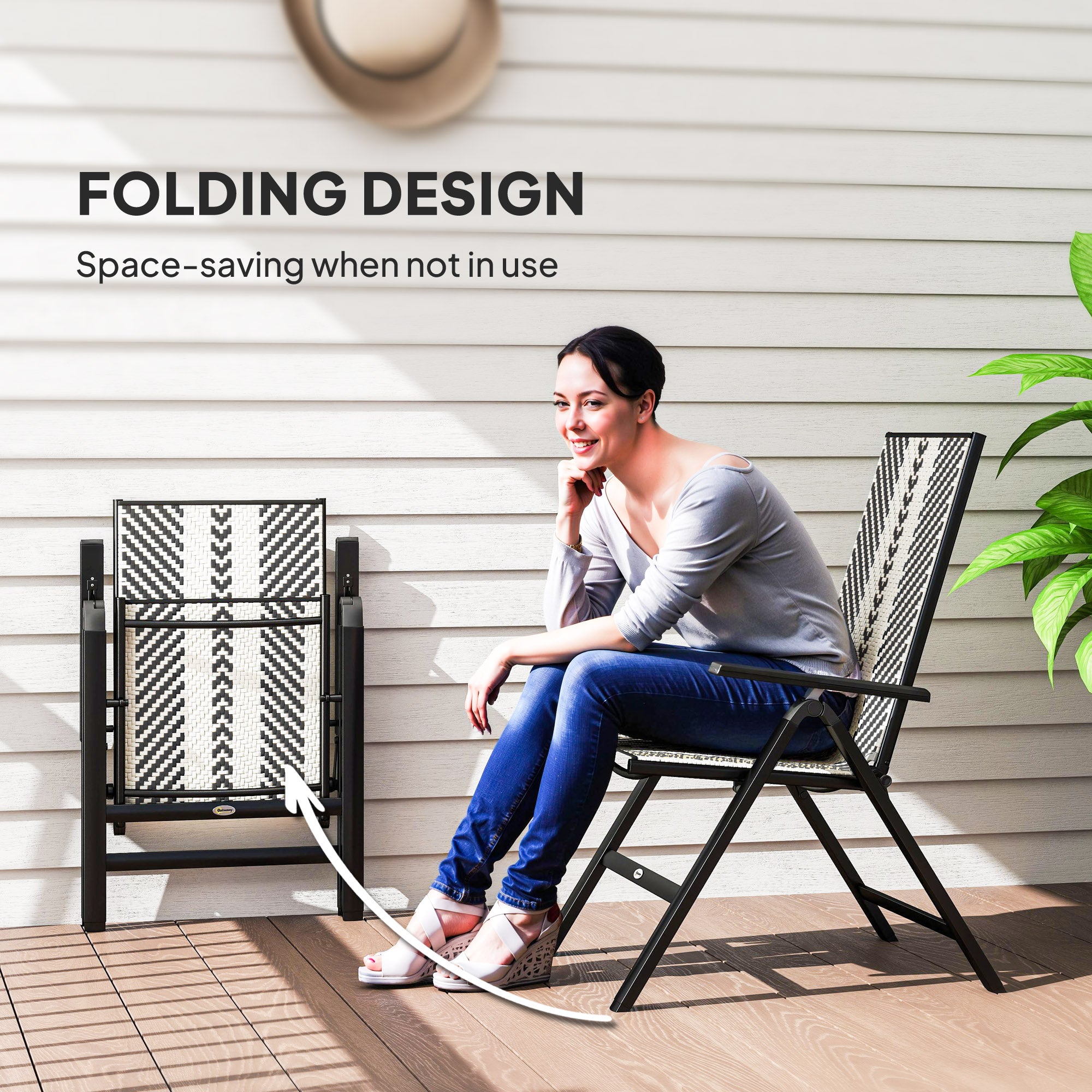 Rattan Reclining Garden Chairs - Black