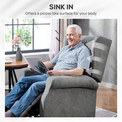 Fynco - Power Lift Recliner Armchair, Electric Lift Chair for Elderly, Fabric Riser and Reclining Chair with Remote Control, Side Pockets, Extended Footrest, for Living Room, Charcoal Grey