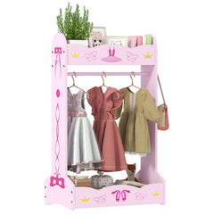 AIYAPLAY Kids Clothes Rail with Two Shelves, for 3-8 Years, Pink