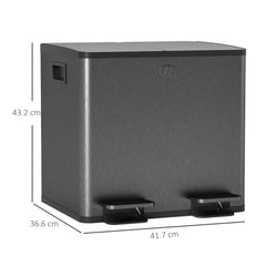 Fynco - 30L Dual Compartment Stainless Steel Bin, with Deodoriser Holders - Black