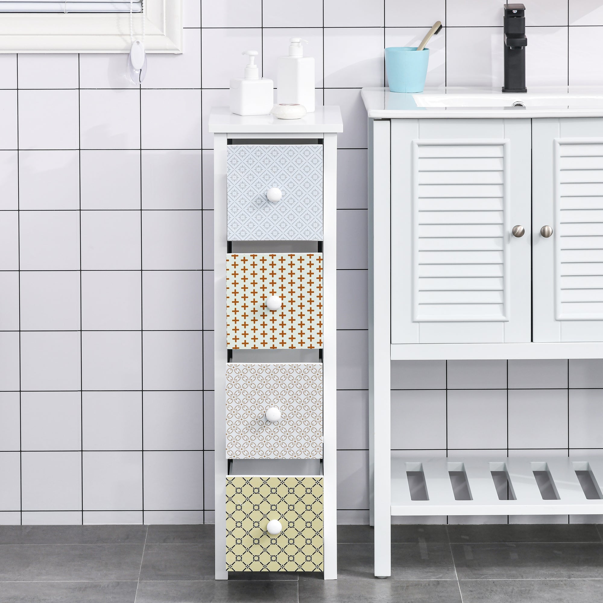 Chest of Drawers, 4 Drawer Dresser, Storage Organizer Toilet Tissue Cabinet for Bedroom, Bathroom