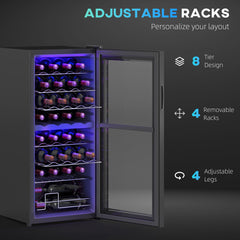 32 Bottle Dual Zone 5-18℃ Wine Fridge - Black