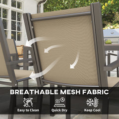 Seven-Piece Garden Dining Set, with Plastic Wood-Top Table - Brown