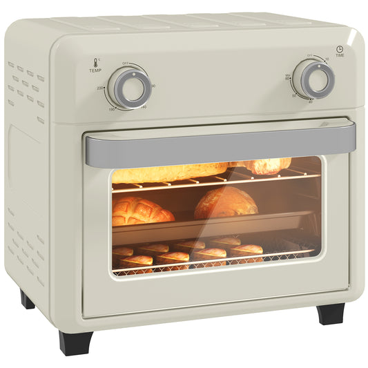 10L Air Fryer Oven, Mini Oven, Oil Free Cooking, Grill, Roast, Bake, with Adjustable Temperature, Timer, Dishwasher Safe, 1000W, Cream White