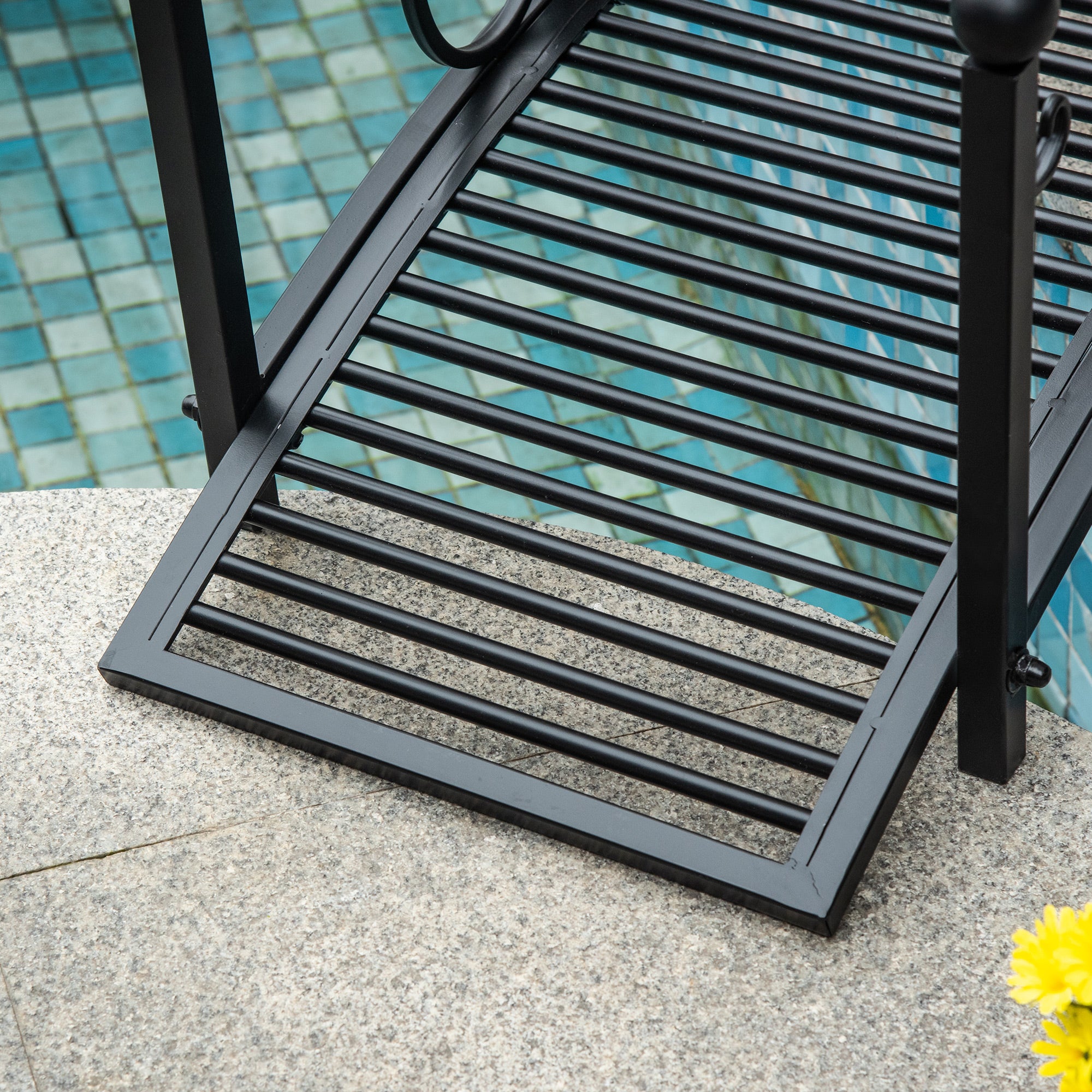 102L x 48W x 49H Classic Metal Garden Bridge with Safety Railings Arc Footbridge Decorative Pond Bridge for Backyard Creek Stream, Black